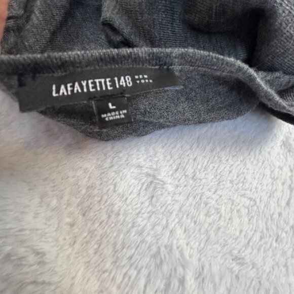 Lafayette 148 New York Women's Gray Wool Cardigan Sweater Button Front Large - Picture 3 of 7
